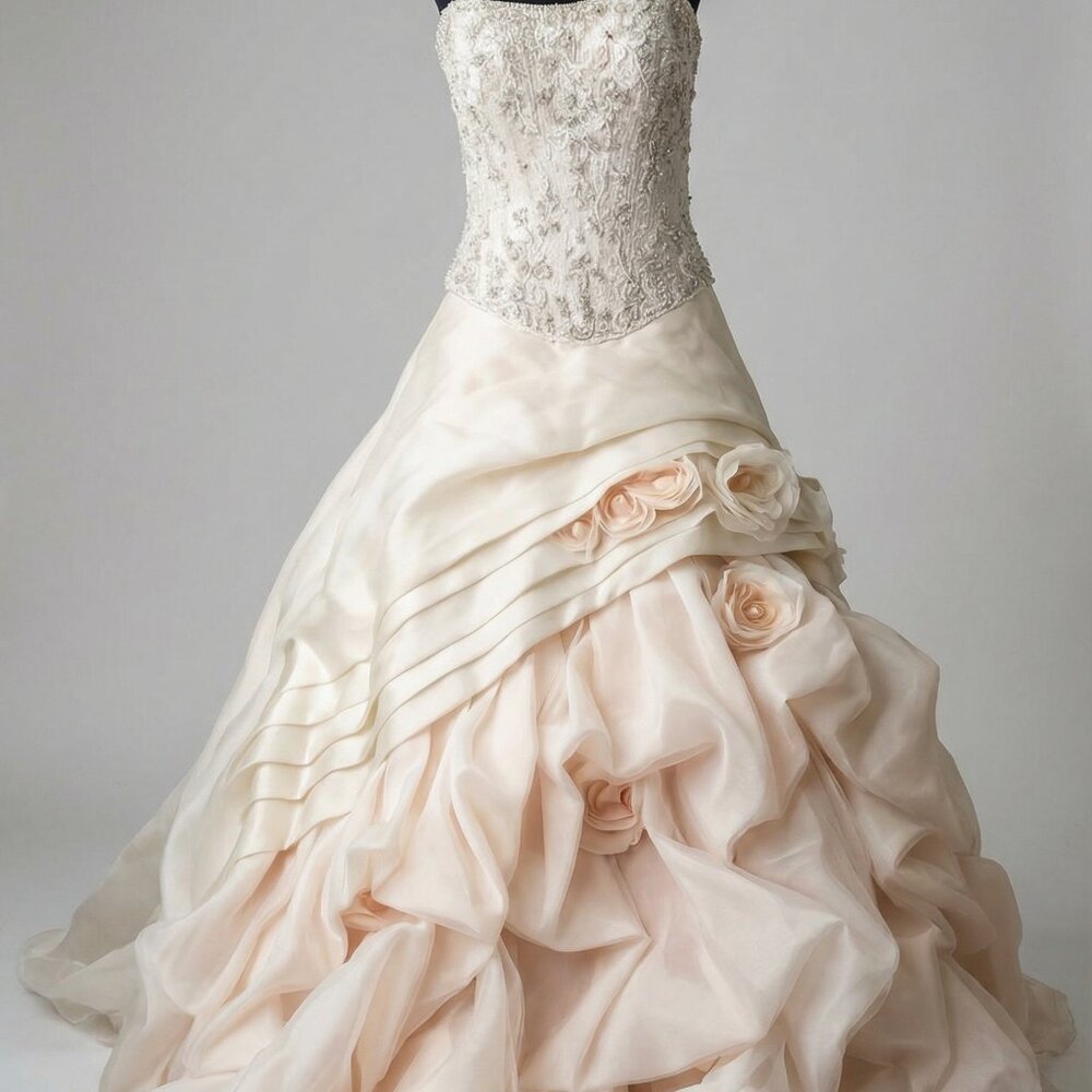 💎👑Luxury Designer Couture Wedding Runway Swarovski Crystals Flowers Gown Dress - Picture 3 of 4